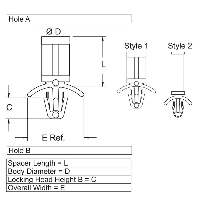 P160270_Standard_Snap_Lock_Supports-Flat_Rest_Mount_Locking_Arrowhead - Line Drawing