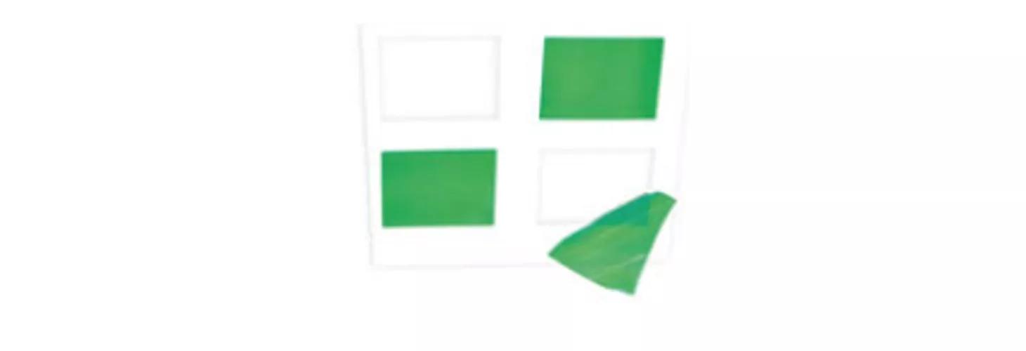 green and white die-cut masking tape squares 