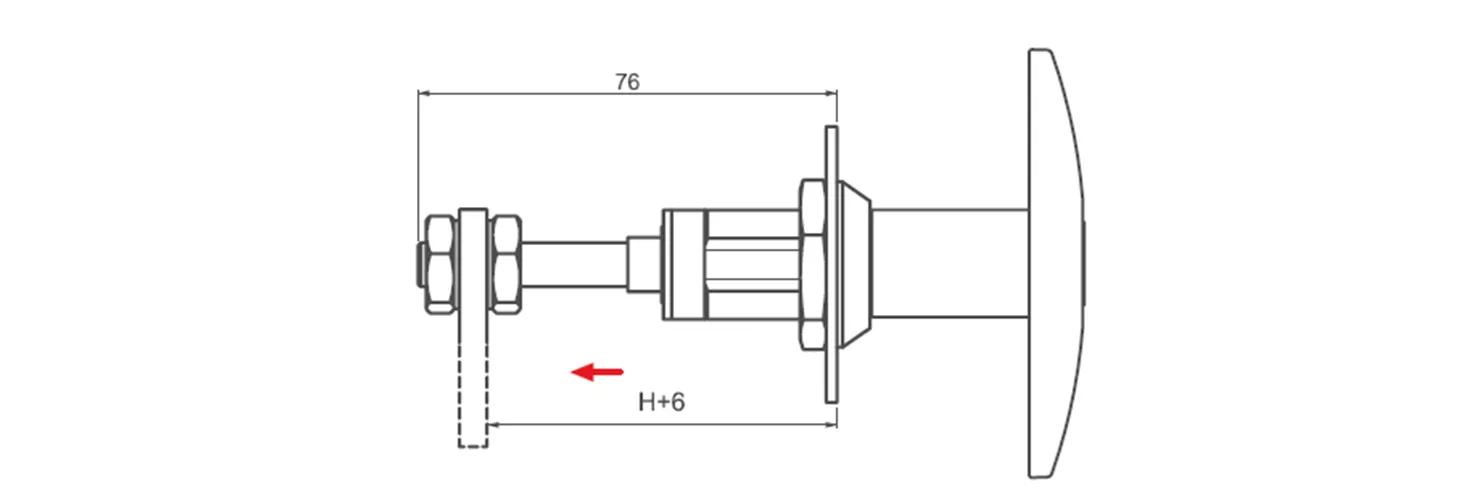 Adjustable T Handle with compression technical drawing