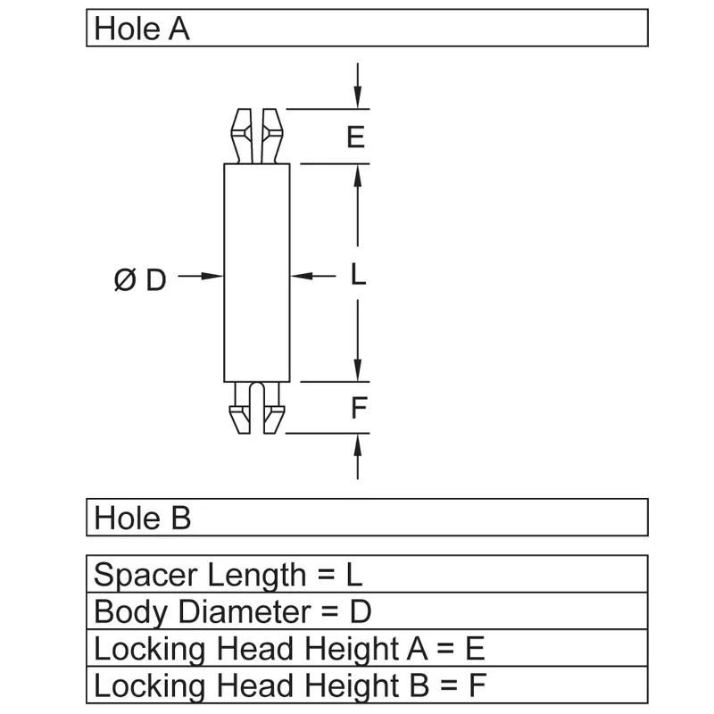 P160320_Standard_Snap_Lock_Supports-Two_Prong_Snap-Lock_Two_Prong_Snap-Fit - Line Drawing