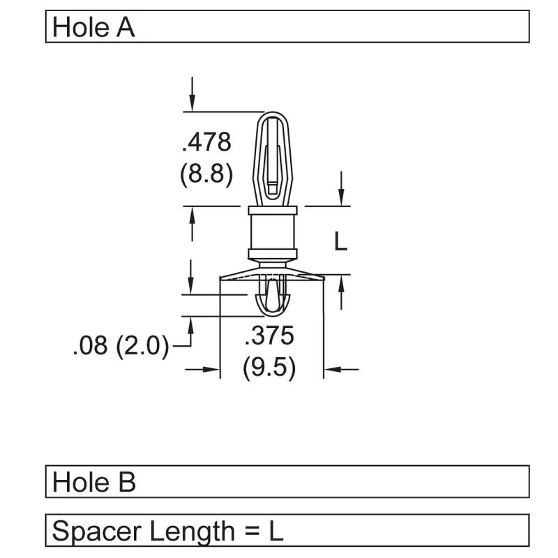 P160355_Standard_Snap_Lock_Supports-Teardrop_Snap-Lock_Bayonet_Nose_Snap-Lock_Cupped_1-Side - Line Drawing