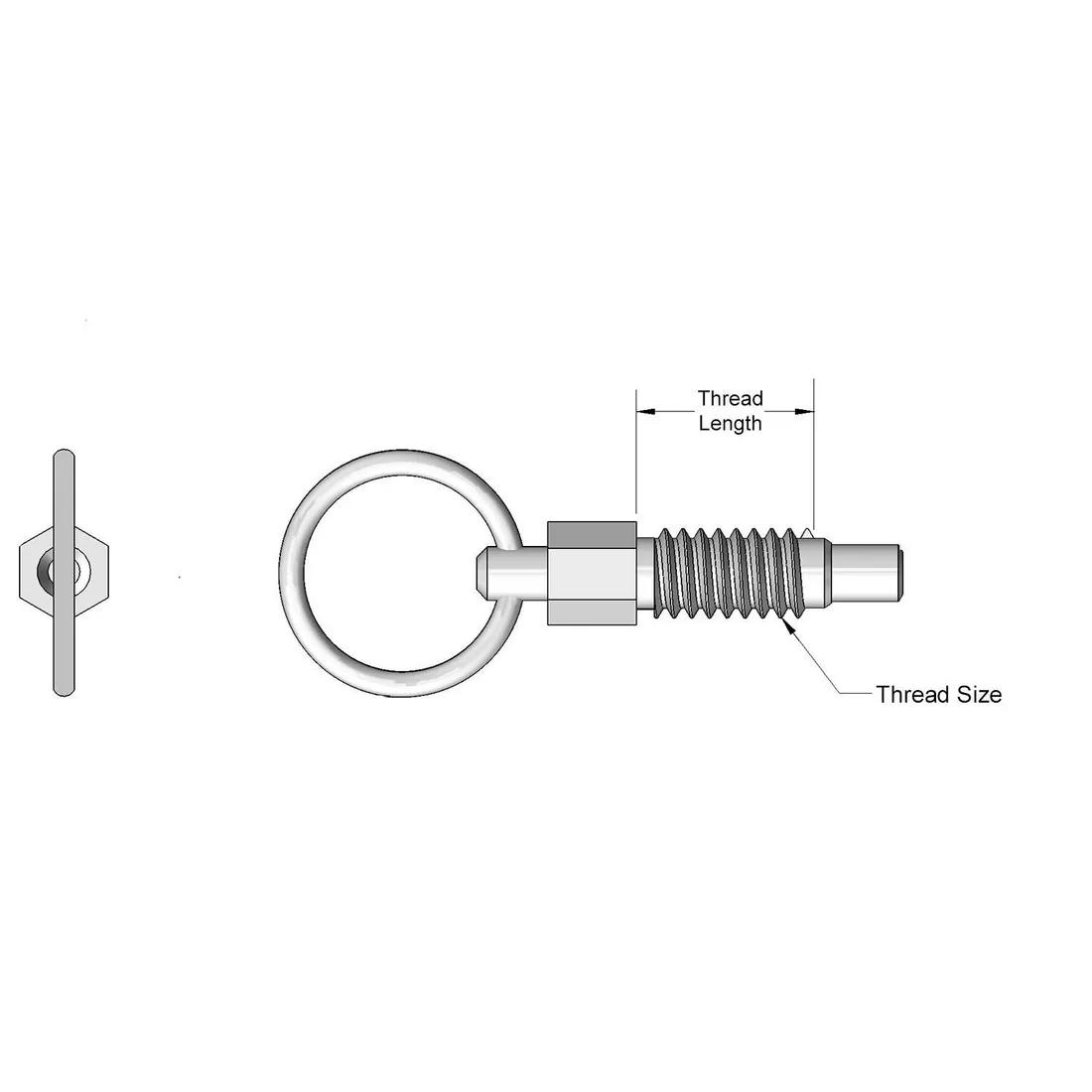 Short Pull Ring Plunger Pin - Line Drawing