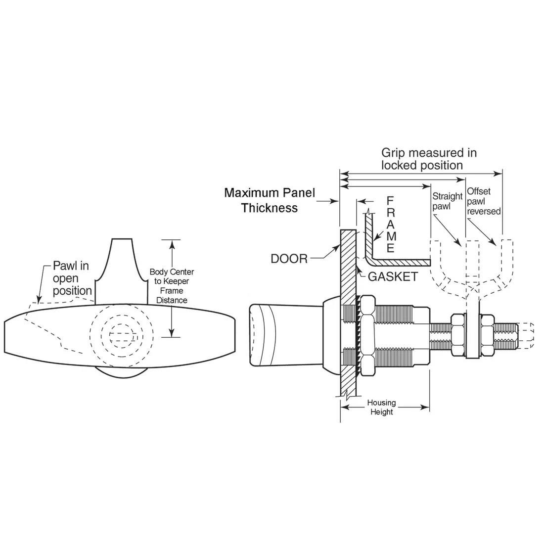 Adjustable T Handle w Compression - Line Drawing