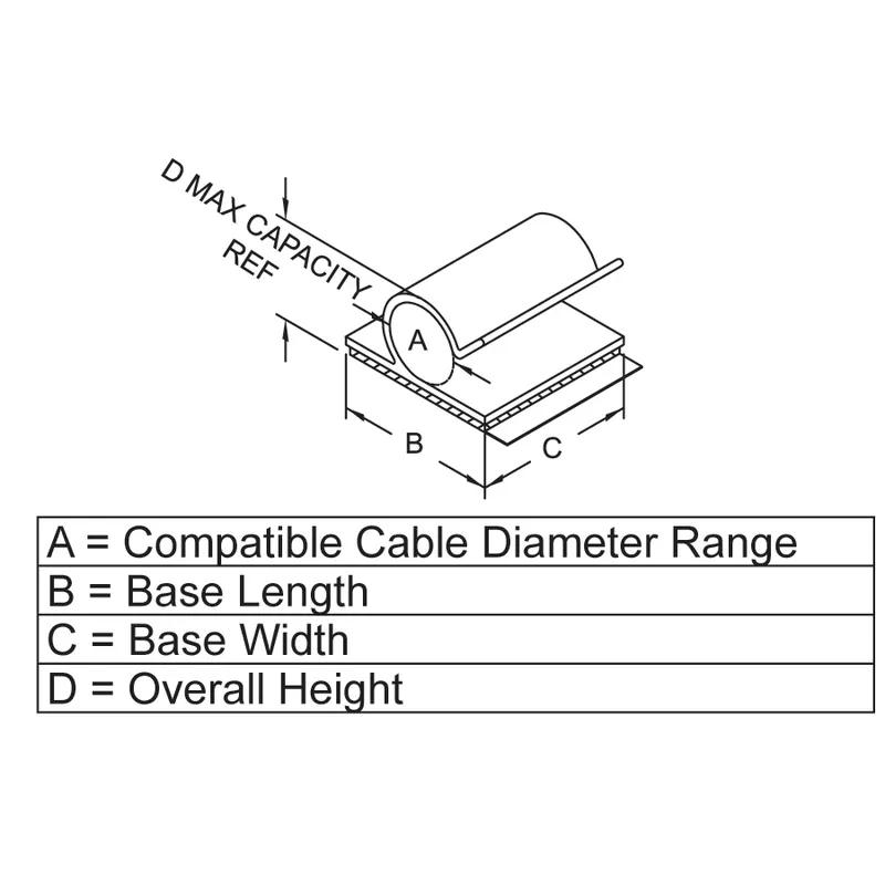 P110680_Cable_Clamps_-_Adhesive_Mount_C_Style - Line Drawing