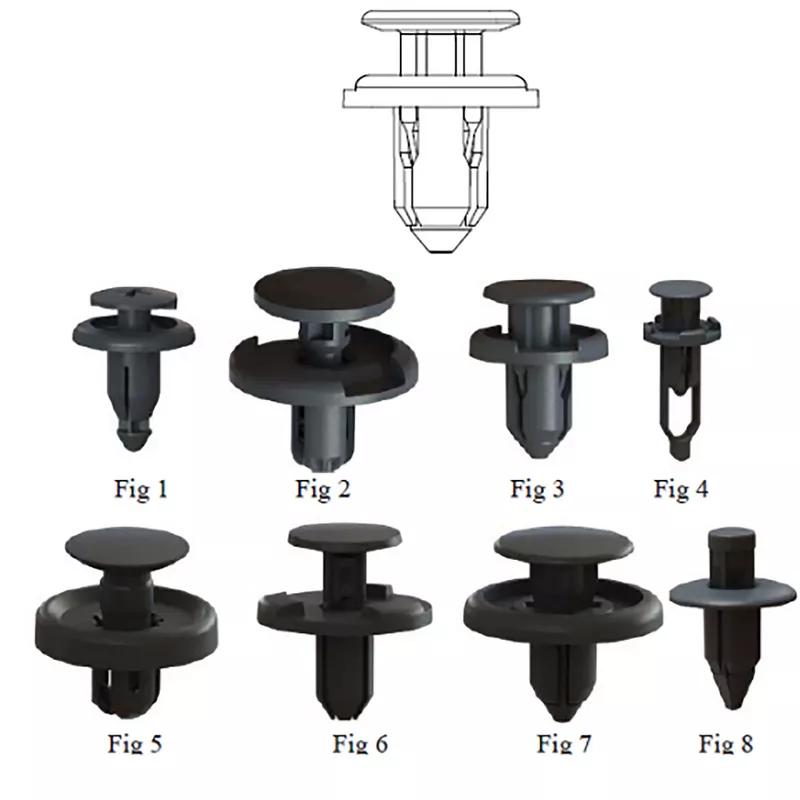 Push-In Rivets - Snap In Flush Top - Line Drawing