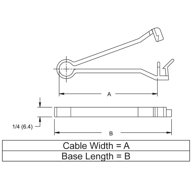 P110055 Flat Loop Clip - Line Drawing