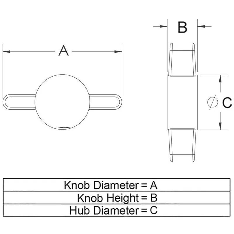 T0-T6 Press-On Knob Line Drawing