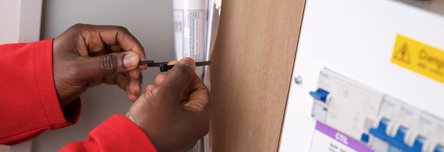 Installing cable management inside outdoor cabinet