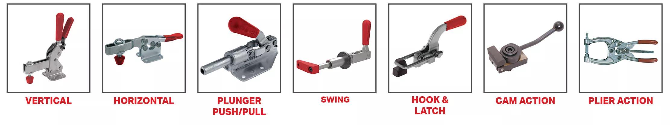 Toggle clamps latch horizontal with catch plate, Form A