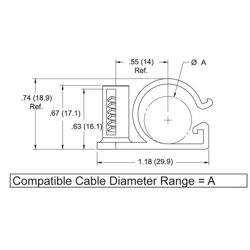 P110800_Cable_Clamps_-_Stud_Mount_Wire_Harness - Line Drawing