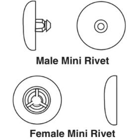 Mini Snap Together Rivets - Line Drawing