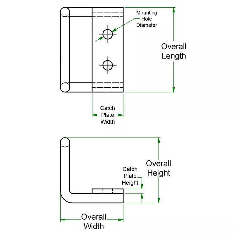 Paddle Latch Locking Catch - Line Drawing