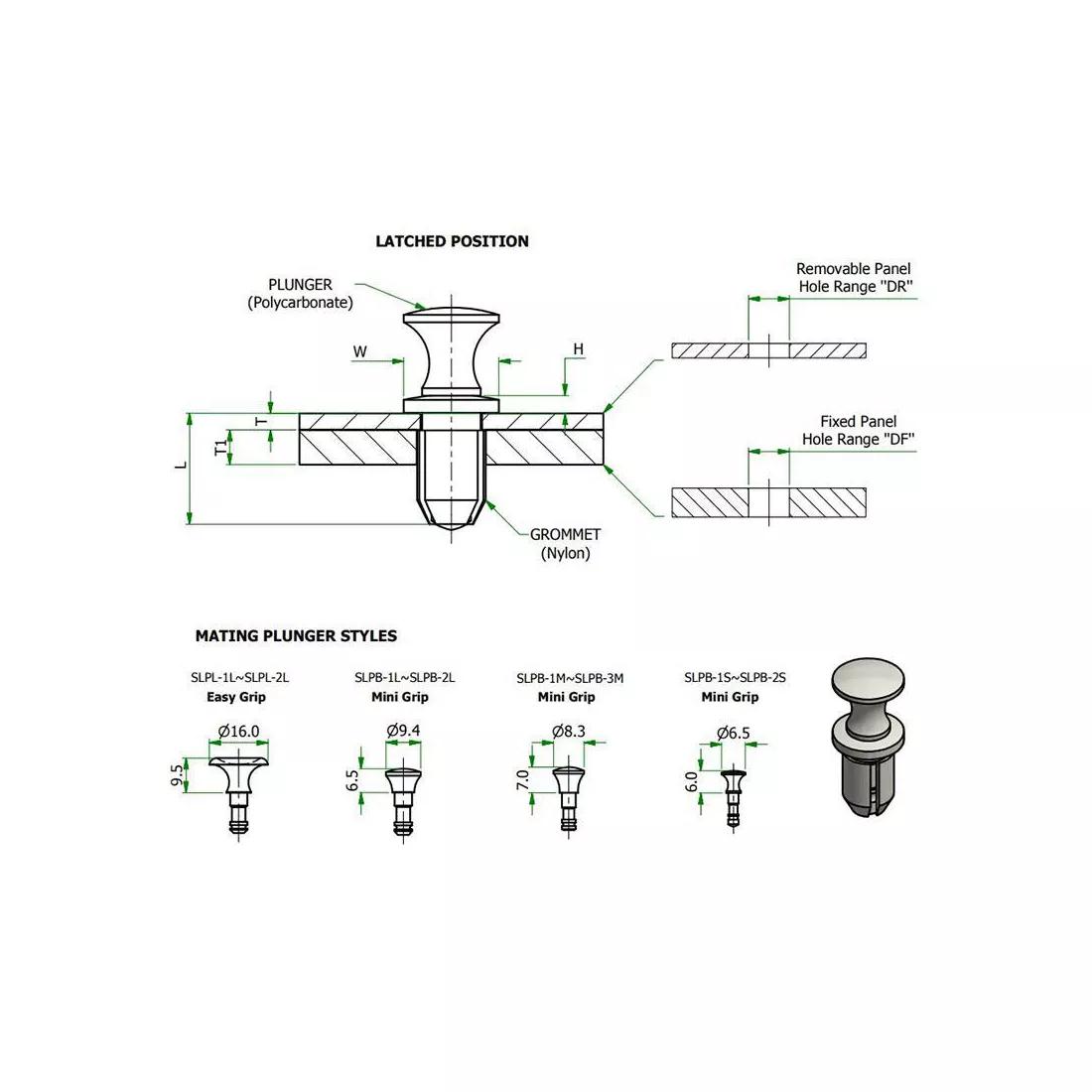 Snap Latch Rivets - Line Drawing