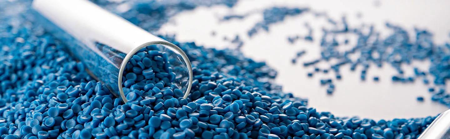 Blue plastic granules