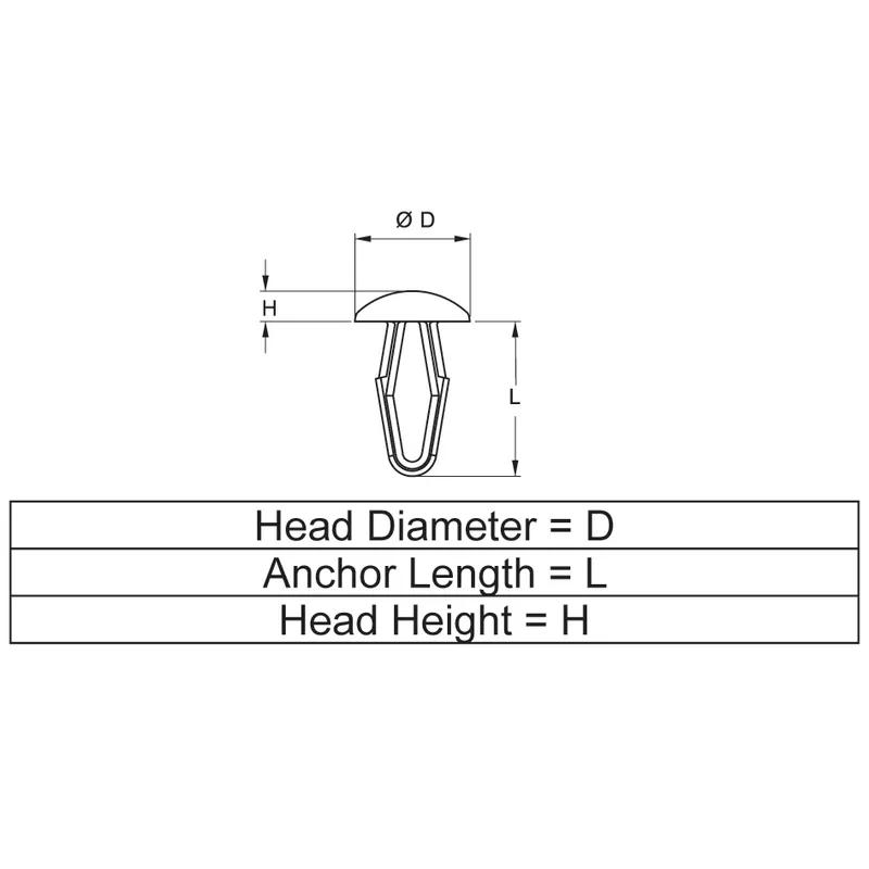 Push-In Rivets - Drive Fasteners - Line Drawing