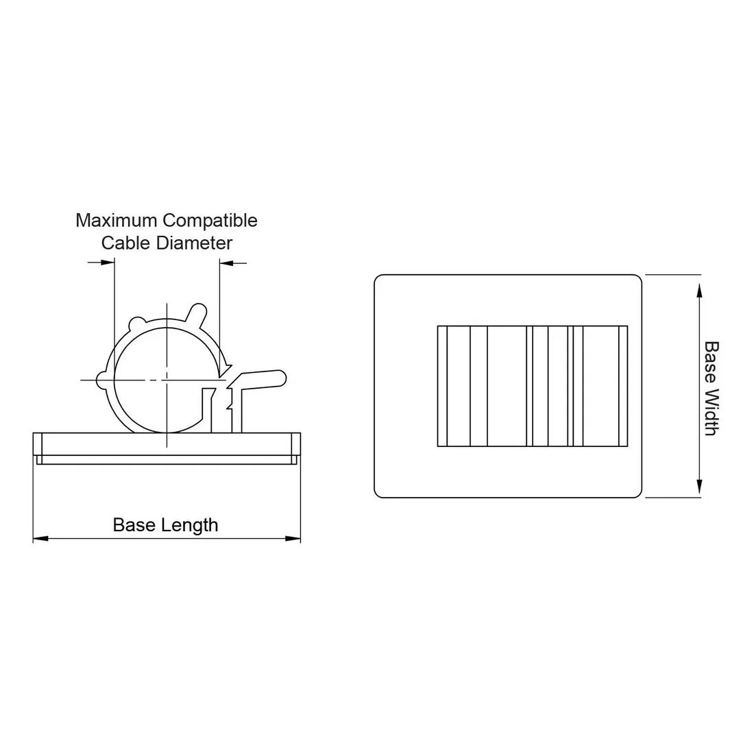 Adhesive Mount Locking Cable Clamp - Line Drawing