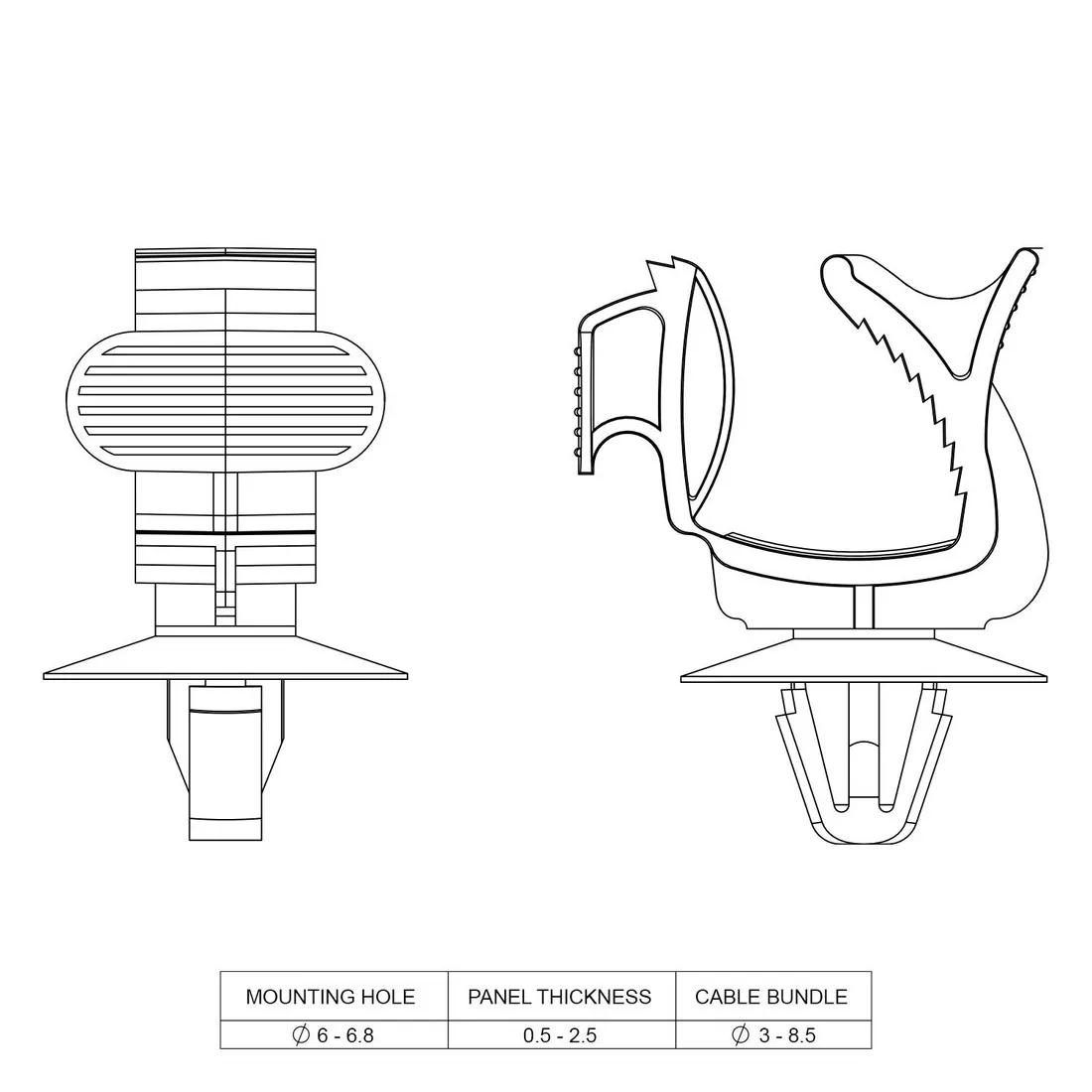 Adjustable Cable Clamps  Line Drawing