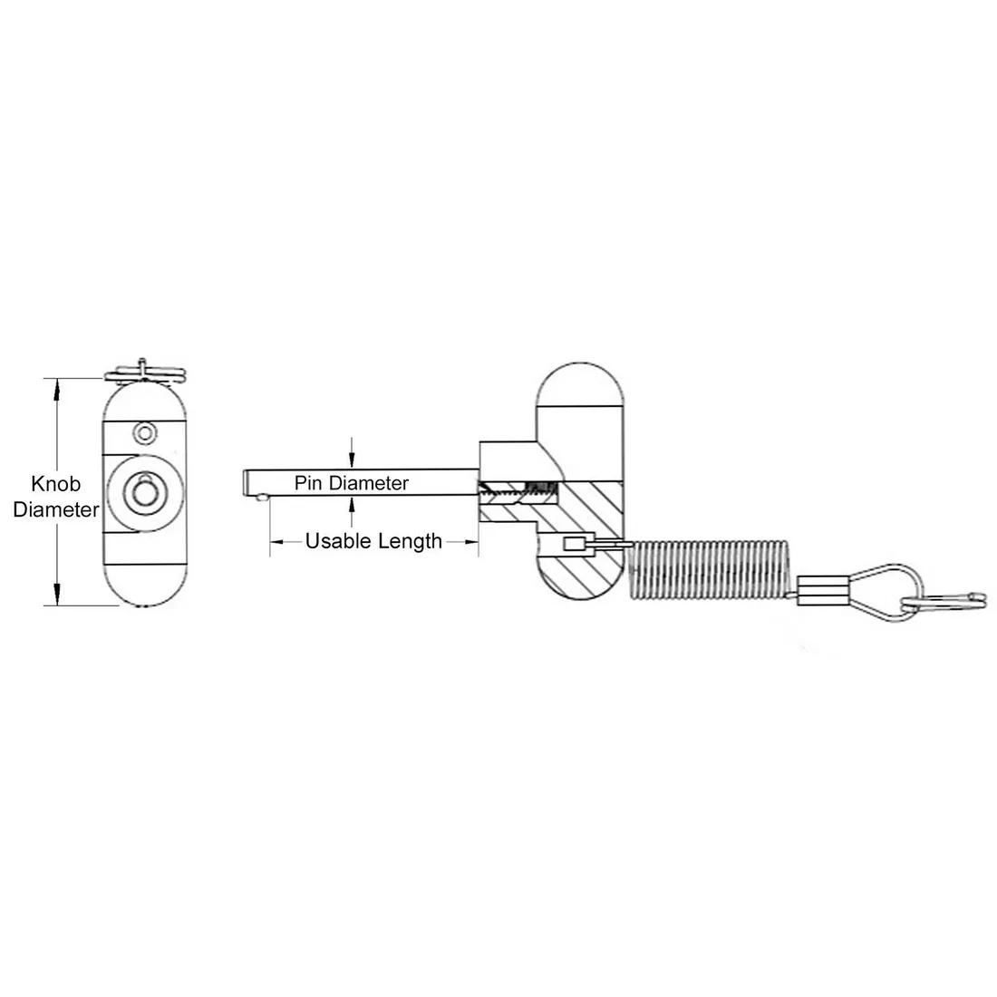 T-Knob Detent Pin - Line Drawing