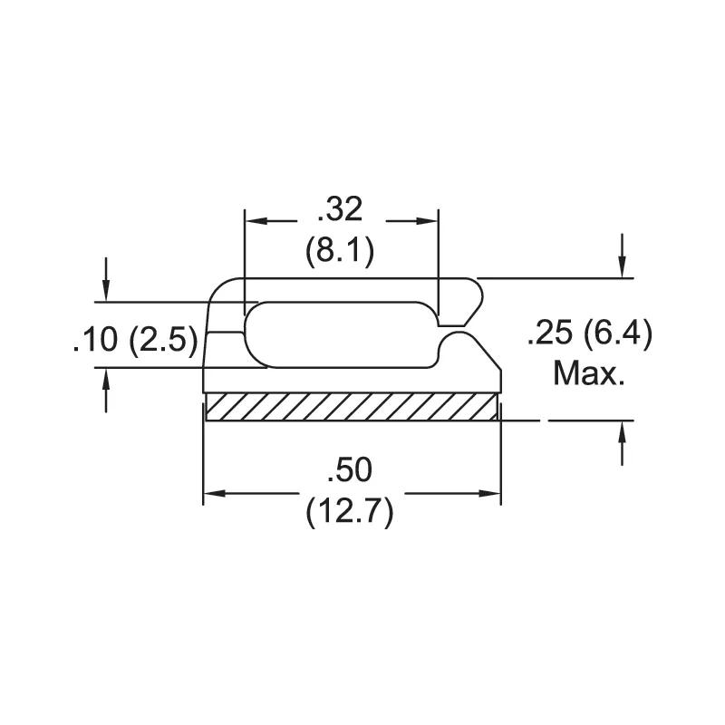 P110134 Wire Saddle - Mini Adhesive Mount Side Entry - Line Drawing