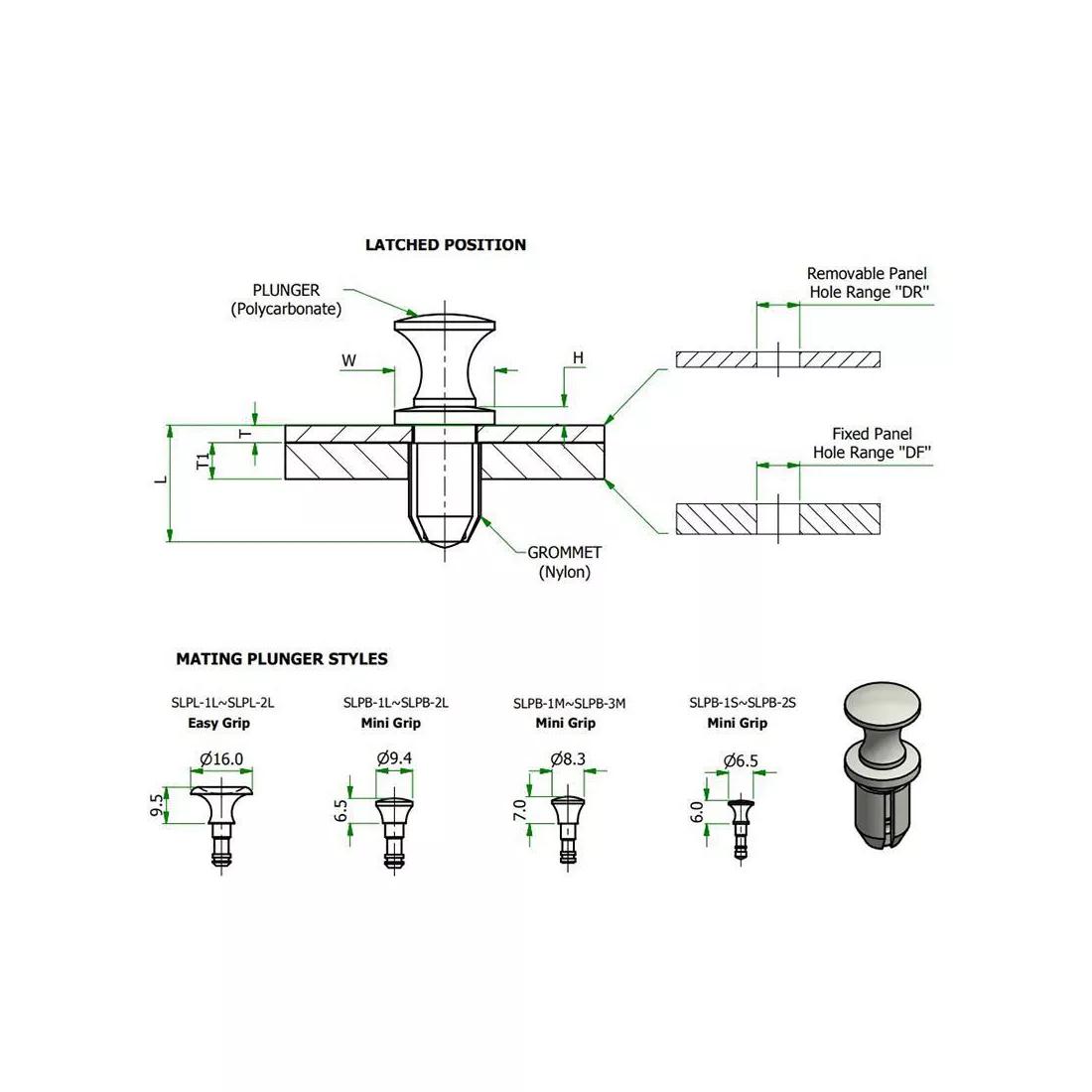 Snap Latch Rivets - Line Drawing