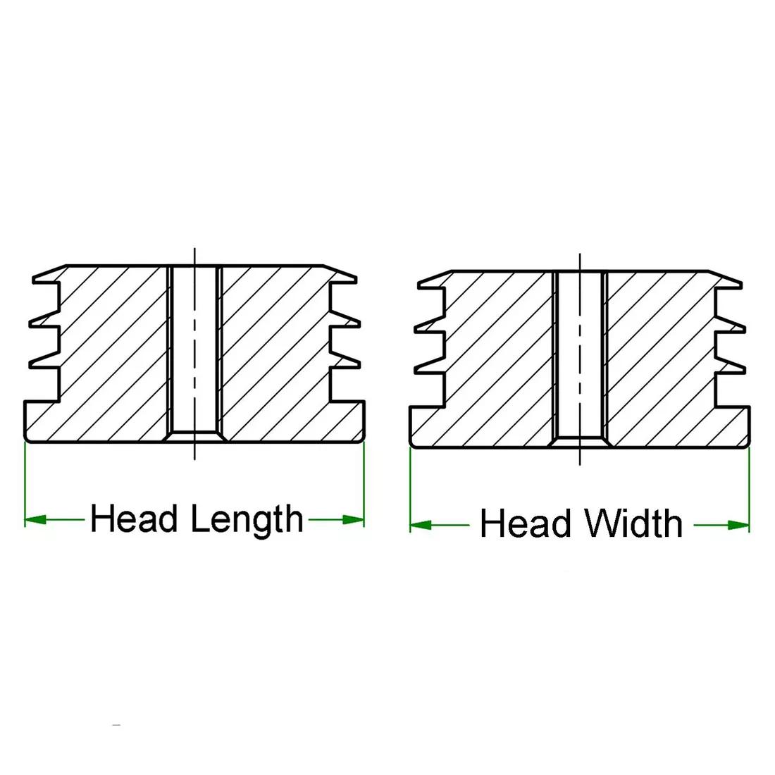 Square Threaded Inserts & Glides - Metal - Line Drawing