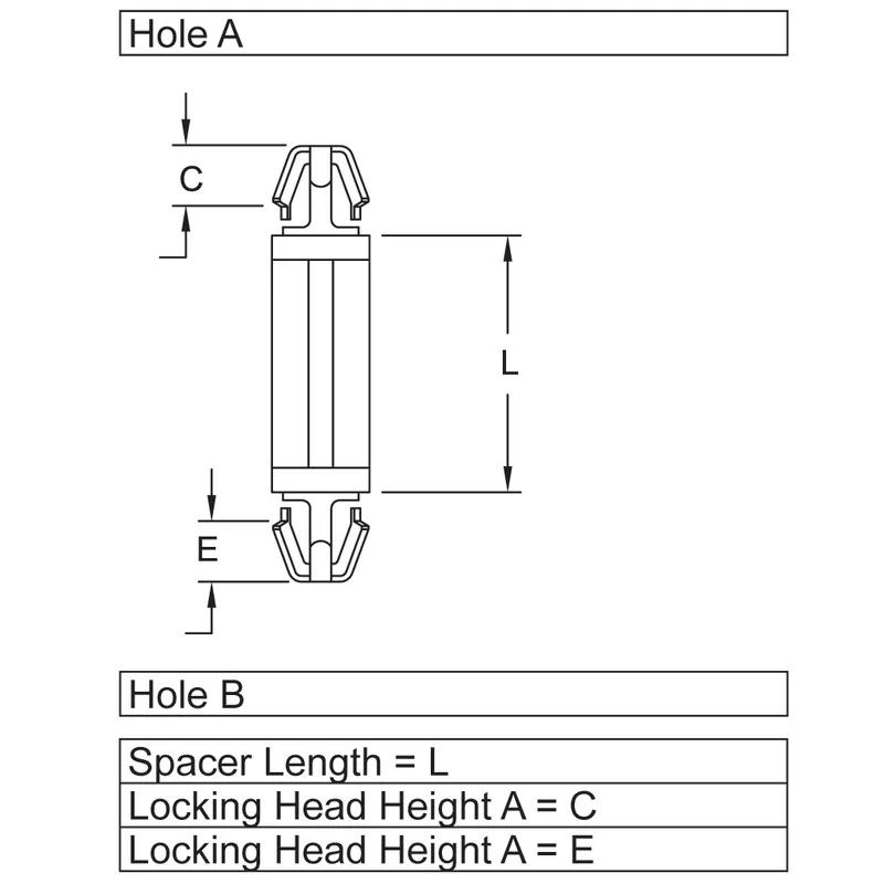 Standard Snap Lock Supports-Arrowhead Snap-Lock Arrowhead Snap-Lock No Tension Wings - Line Drawing