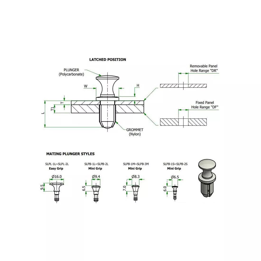 Snap Latch Rivets - Line Drawing