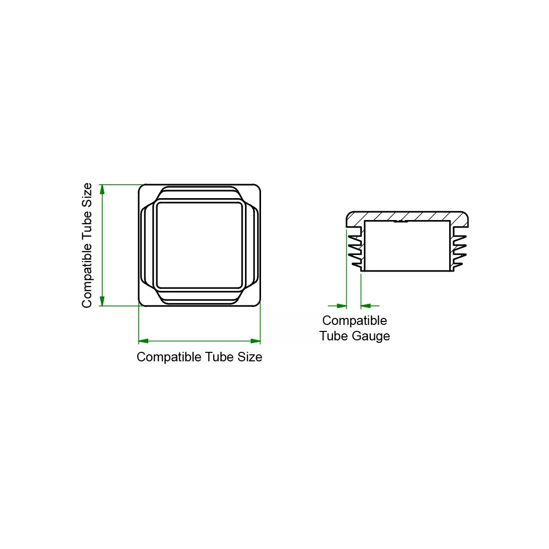 Ribbed Square Inserts - Line Drawing