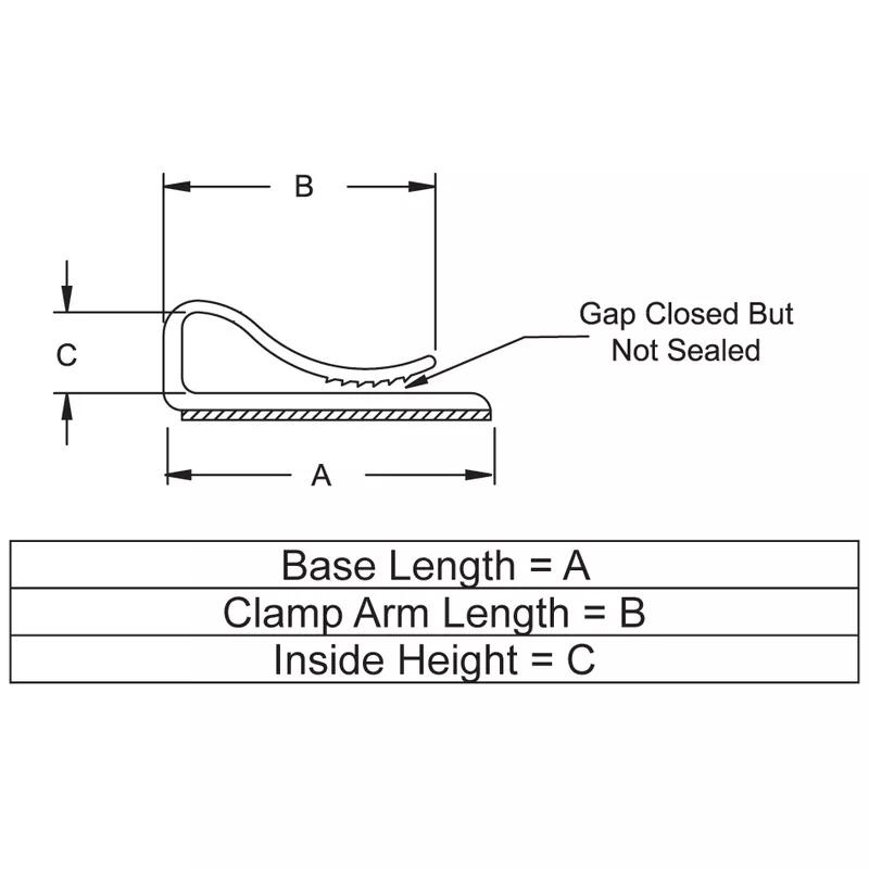Flat_Cable_Clamp-Adhesive_Mount_Side_Mount_Tension - Line Drawing