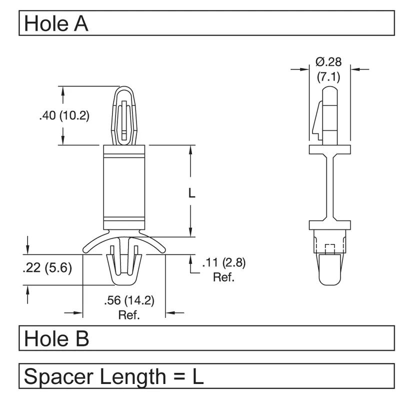 P160265_Standard_Snap_Lock_Supports-Arrowhead_Snap-Lock_Bayonet_Nose_Snap-Lock_Flexible - Line Drawing