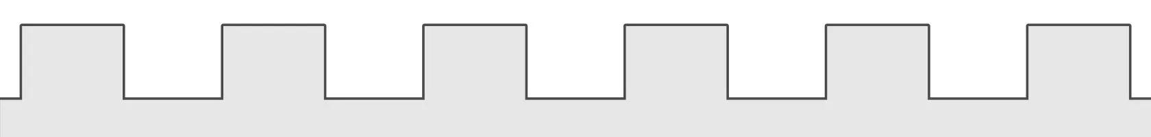 A computer generated drawing showing square screw threads