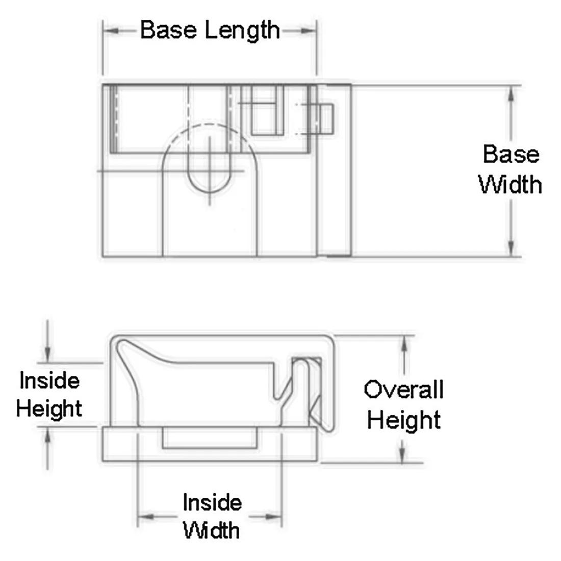 Wire Saddle - Hinged Locking Top Screw Mount - Line Drawing