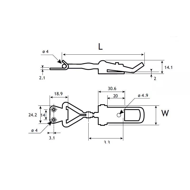 Adjustable Draw with Triangle Latch Head - Line Drawing