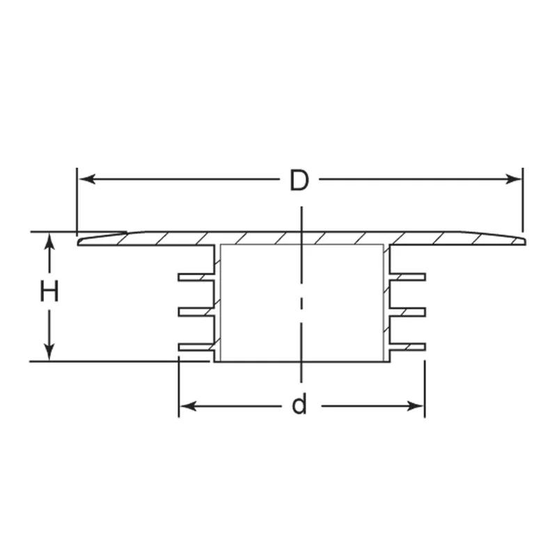 Push In Raised Face Flange Protectors - Line Drawing