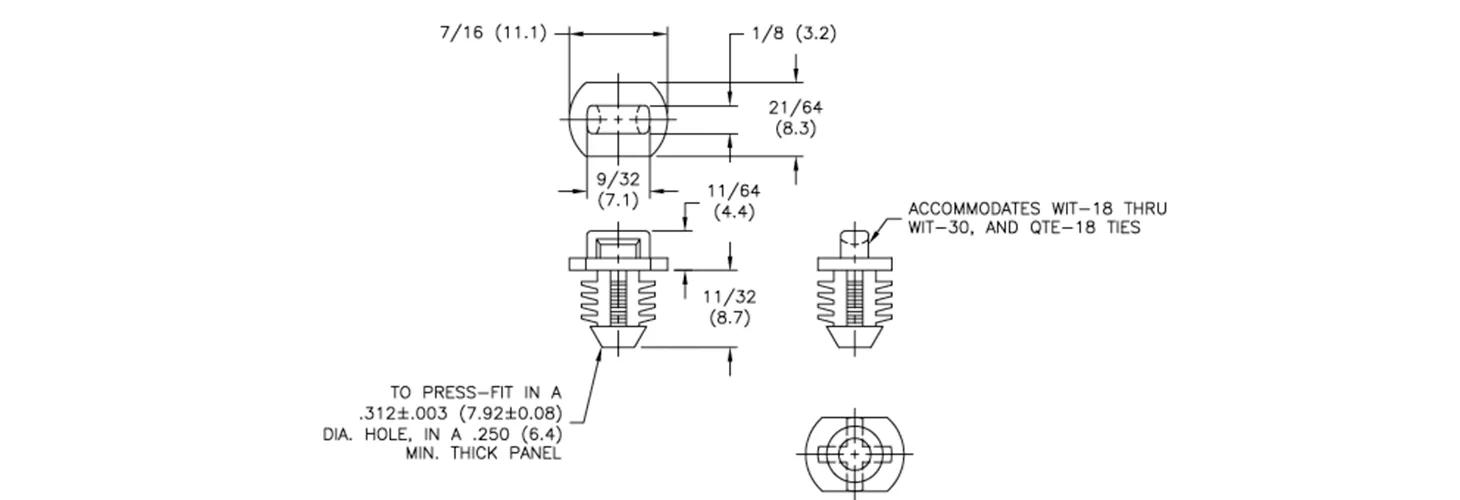 Fir tree cable tie mount