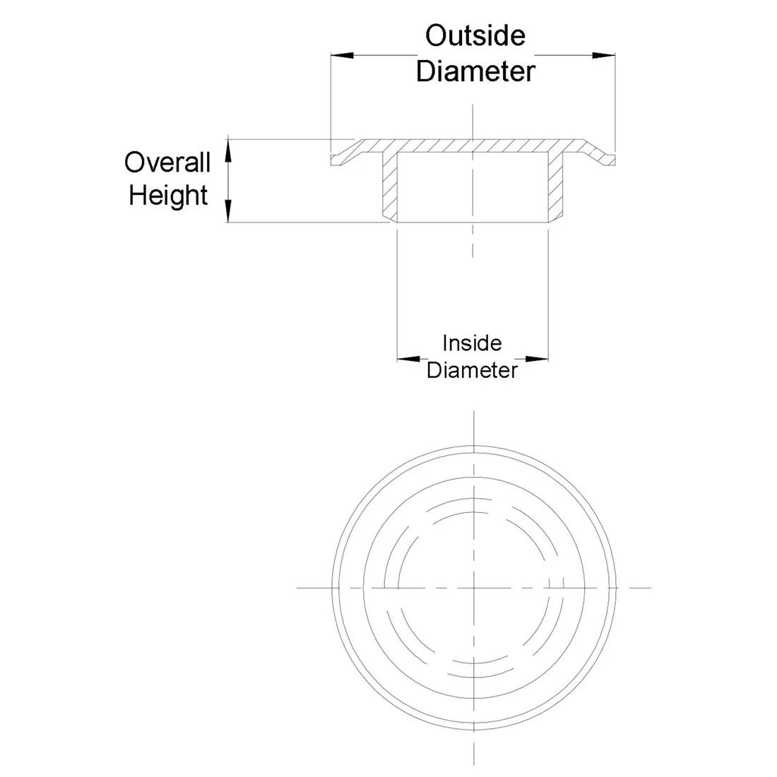 Hinge-Bearing Protection Plug - Ribbed Opened - Line Drawing