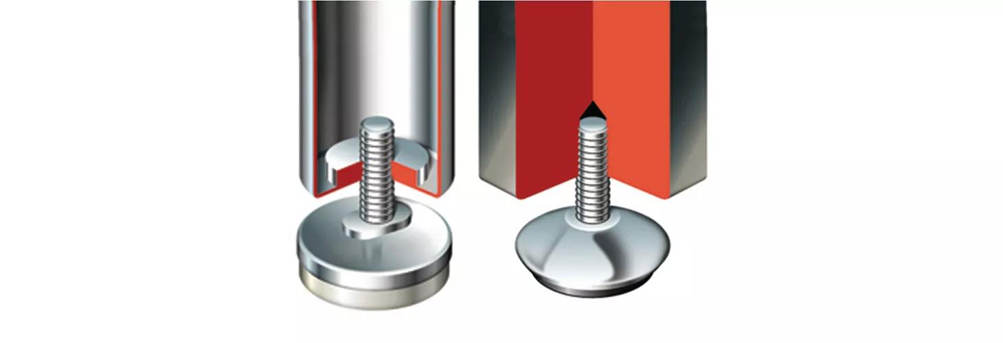 Adjustable feet – chrome capped