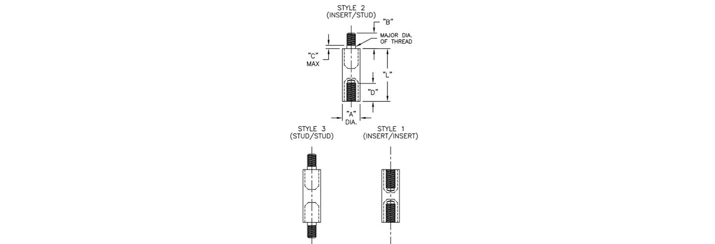  PCB Standoffs - Round/Metric Threaded/Insulator/Nylon & Brass