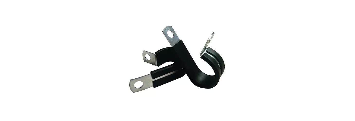 Steel p-clamp with rubber cushion