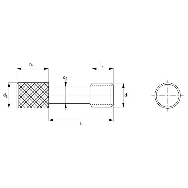 Captive Thumb Screws - Long Head - Line Drawing