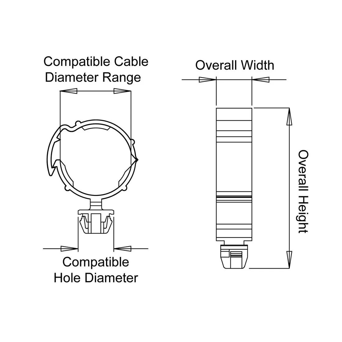 Cable Clamps - SHR Clips - Style3 - Line Drawing