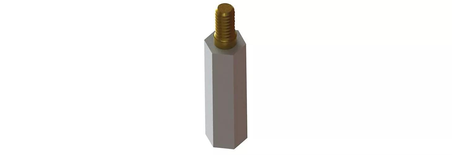 ​Hexagonal/insulator, brass insert – male to female