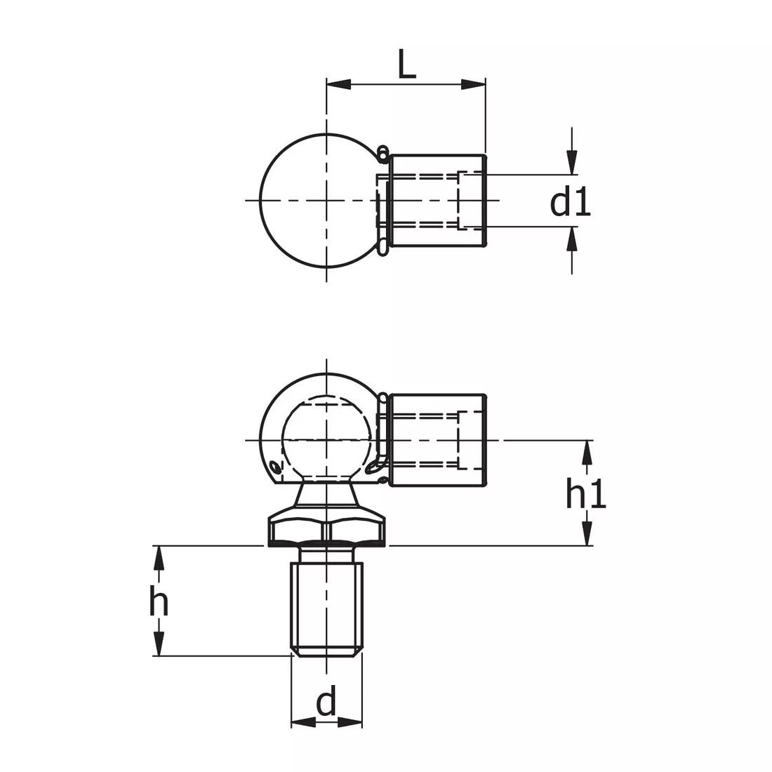 Gas Spring End Fittings - Line Drawing