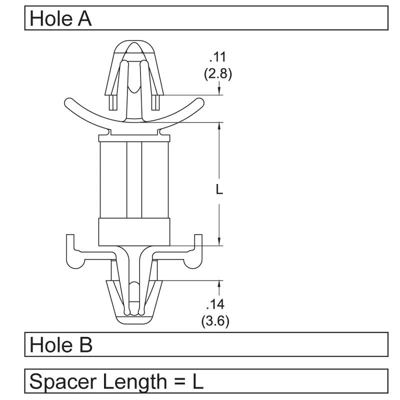 P160254_Standard_Snap_Lock_Supports-Arrowhead_Snap-Lock_Arrowhead_Snap-Lock_Removable - Line Drawing