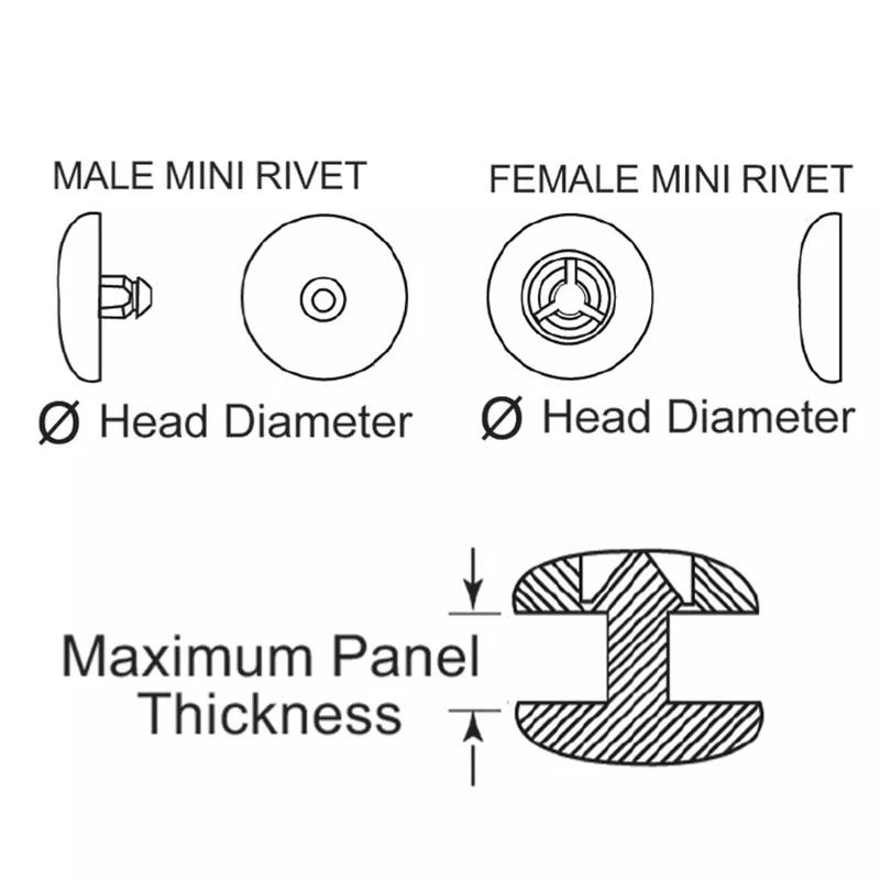 Ratchet Rivets - Nylon - Line Drawing