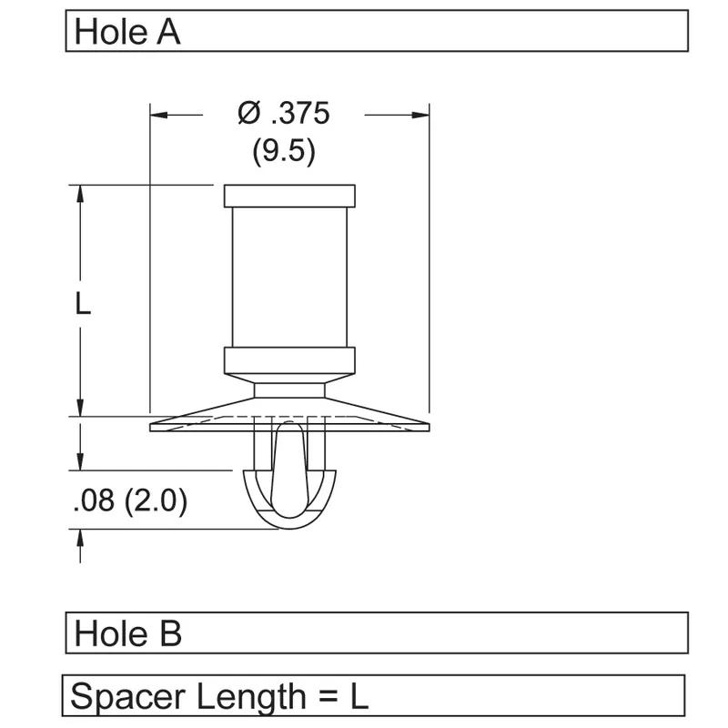 P160272_Standard_Snap_Lock_Supports-Flat_Rest_Mount_Locking_Teardrop_Cupped - Line Drawing