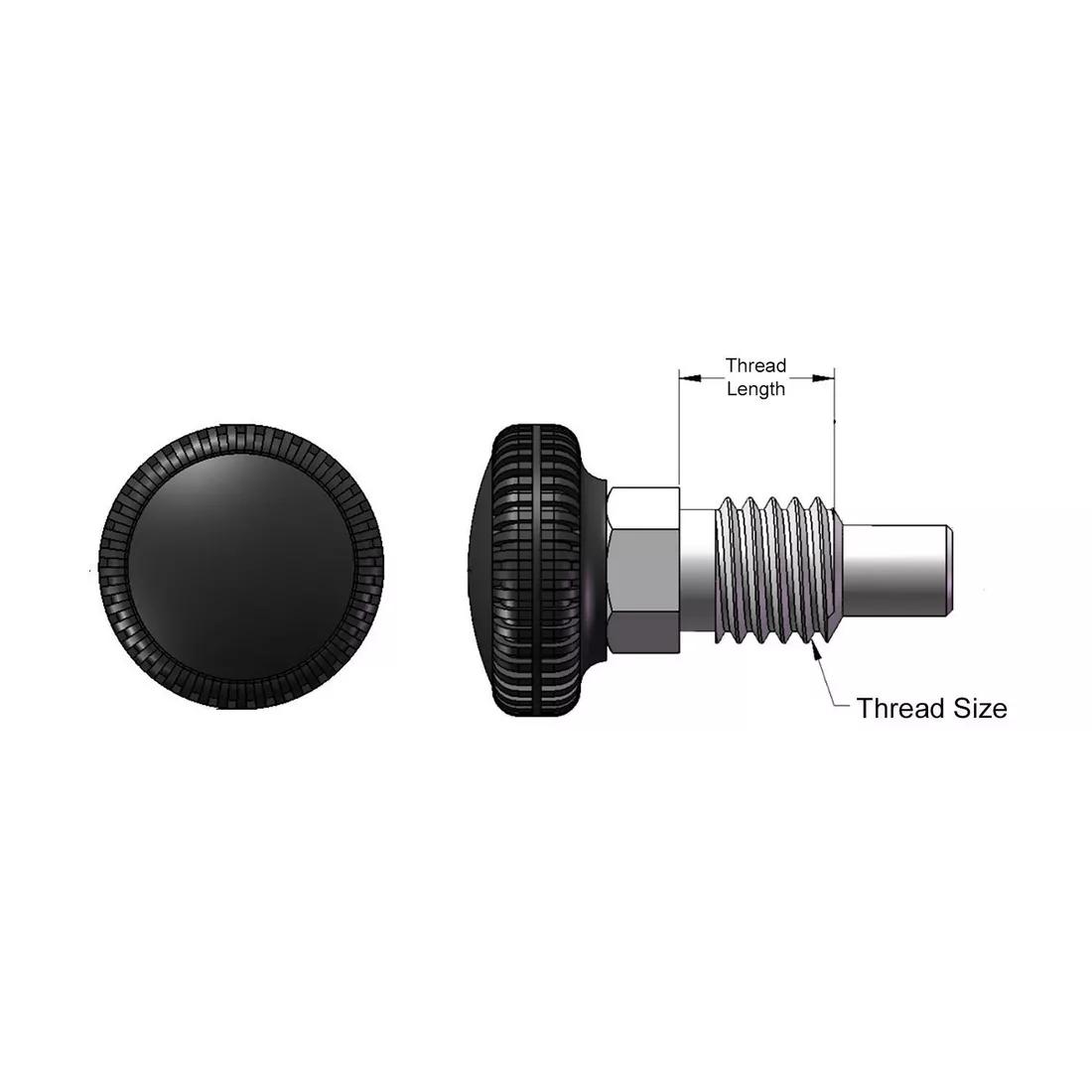 K4 Knurled Knob Plunger Pin - Line Drawing