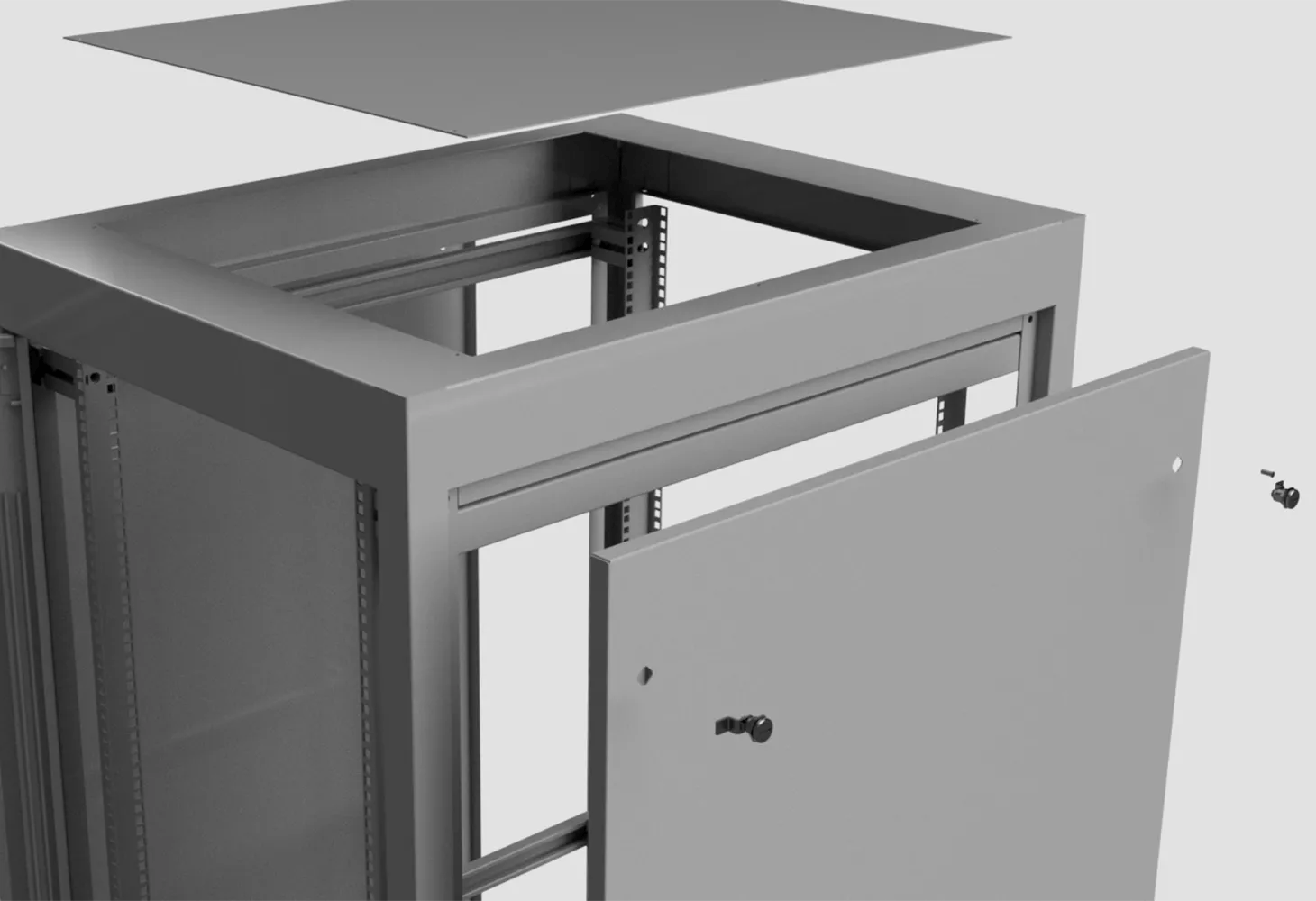 Indoor cabinet server rack top and side panels