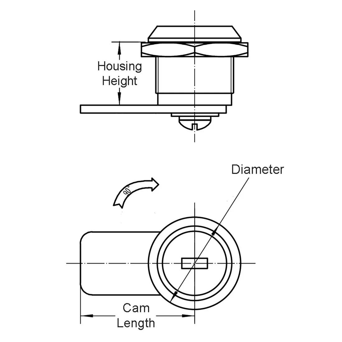 Cam Locks - Cylinder Locking - Line Drawing