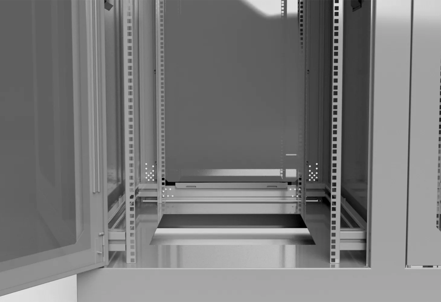 Indoor cabinet server rack interior